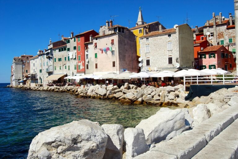 Charming Croatian Town with Church Backdrop in Daylight