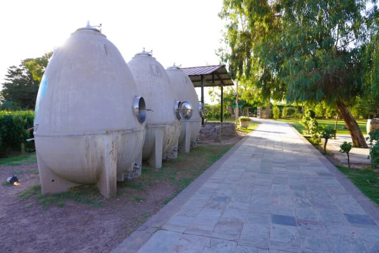 Casa Vigil winery with concrete wine containers, reflecting the rustic charm and traditional winemaking methods of Mendoza