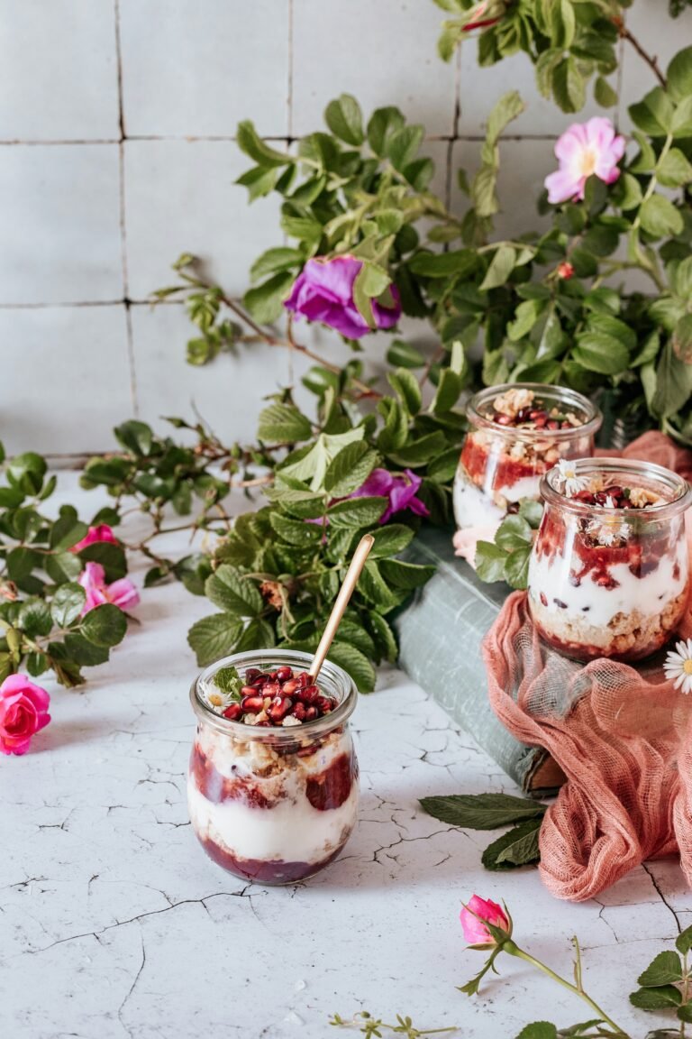 Indulge in a delicious Greek yogurt parfait layered with fresh fruits and granola, a nutritious and satisfying treat for any time of day.