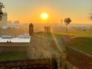 Spectacular sunset view from Belgrade Castle