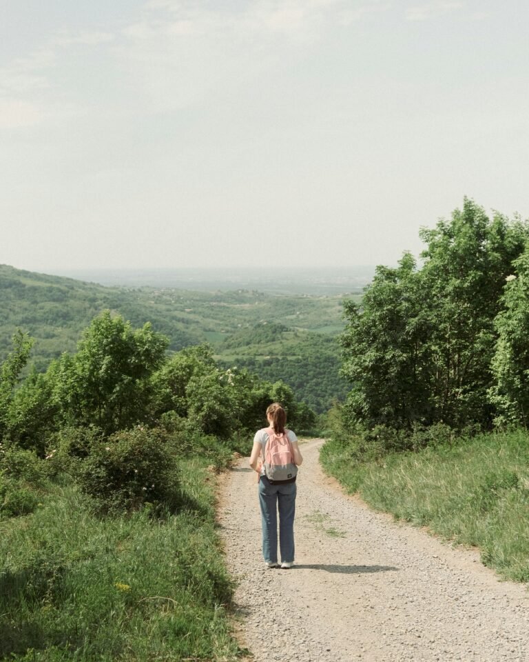 Woman exploring the roads to wineries in Frusca Gora wine region, Serbia