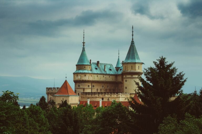 Majestic Bojnice Castle in Slovakia with its striking turrets.