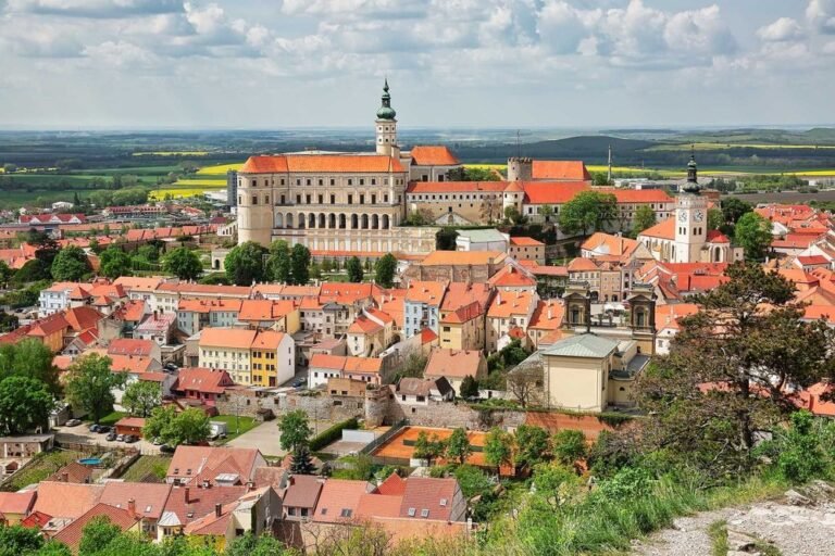 Aerial View of Mikulov Castle and Surrounding Town in Moravia, Czech Republic