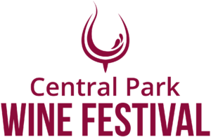 Central Park Wine Festival logo featuring a maroon stylized wine glass icon and the text 'Central Park Wine Festival' in bold, maroon font.