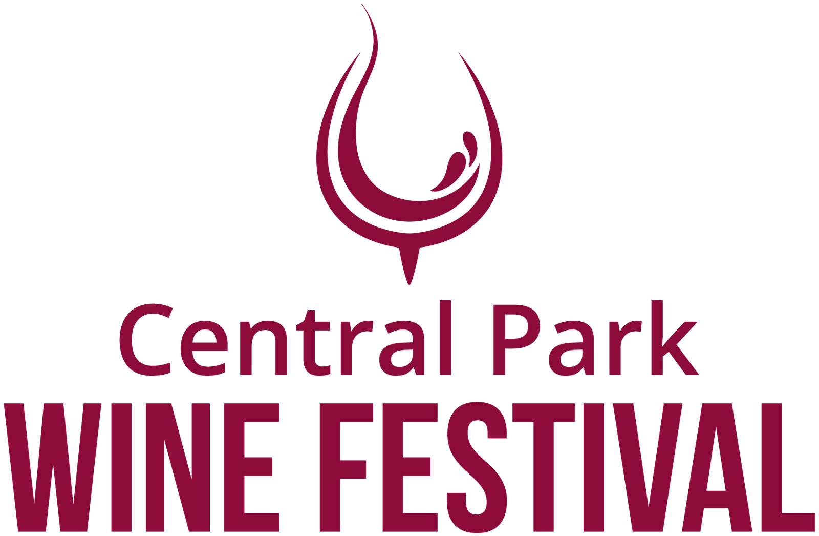 Central Park Wine Festival logo featuring a maroon stylized wine glass icon and the text 'Central Park Wine Festival' in bold, maroon font.