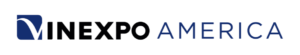 Vinexpo America logo, featuring a stylized wine glass icon and the text 'Vinexpo America' in bold, dark blue font.